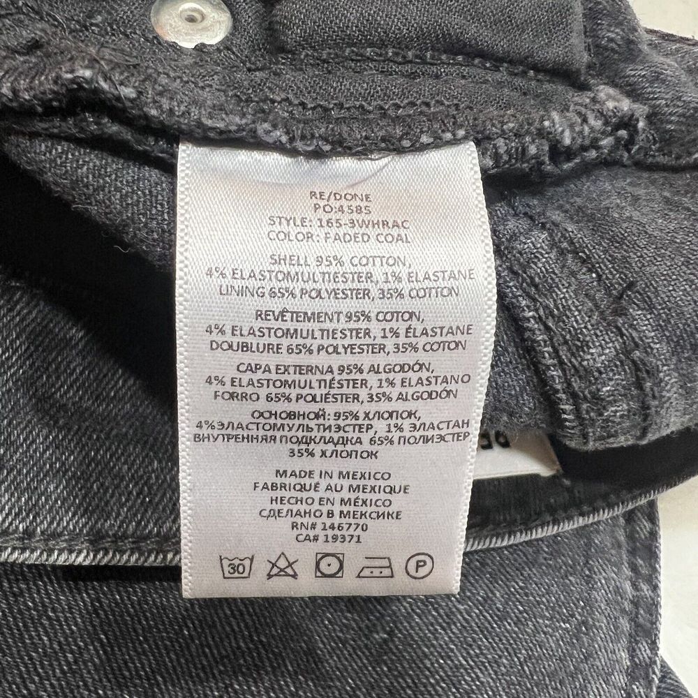 Re/Done 70s Stove Pipe High Rise Jeans Black Ankle Raw Hem NWT Sz 32 / 14 - Picture 11 of 16